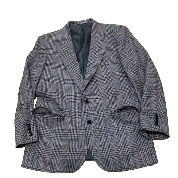 STANLEY BLACKER Blazer Mens 43R Tweed Gray Brown Plaid 100% Wool Jacket 51804 - Picture 2 of 16